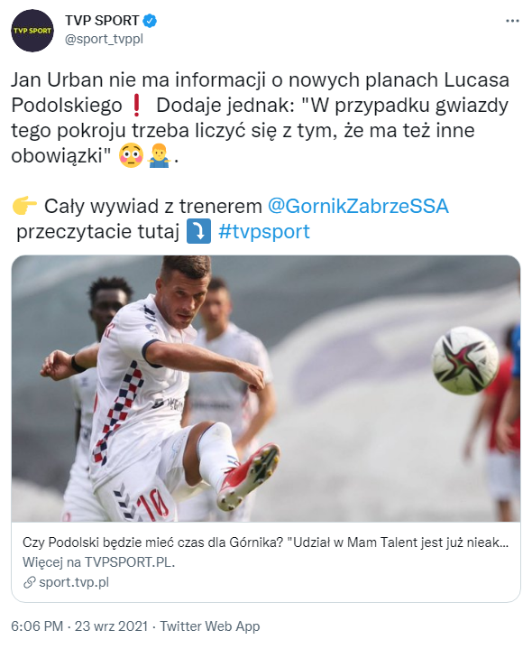 Jan Urban na temat GRY Podolskiego dla Górnika O.o